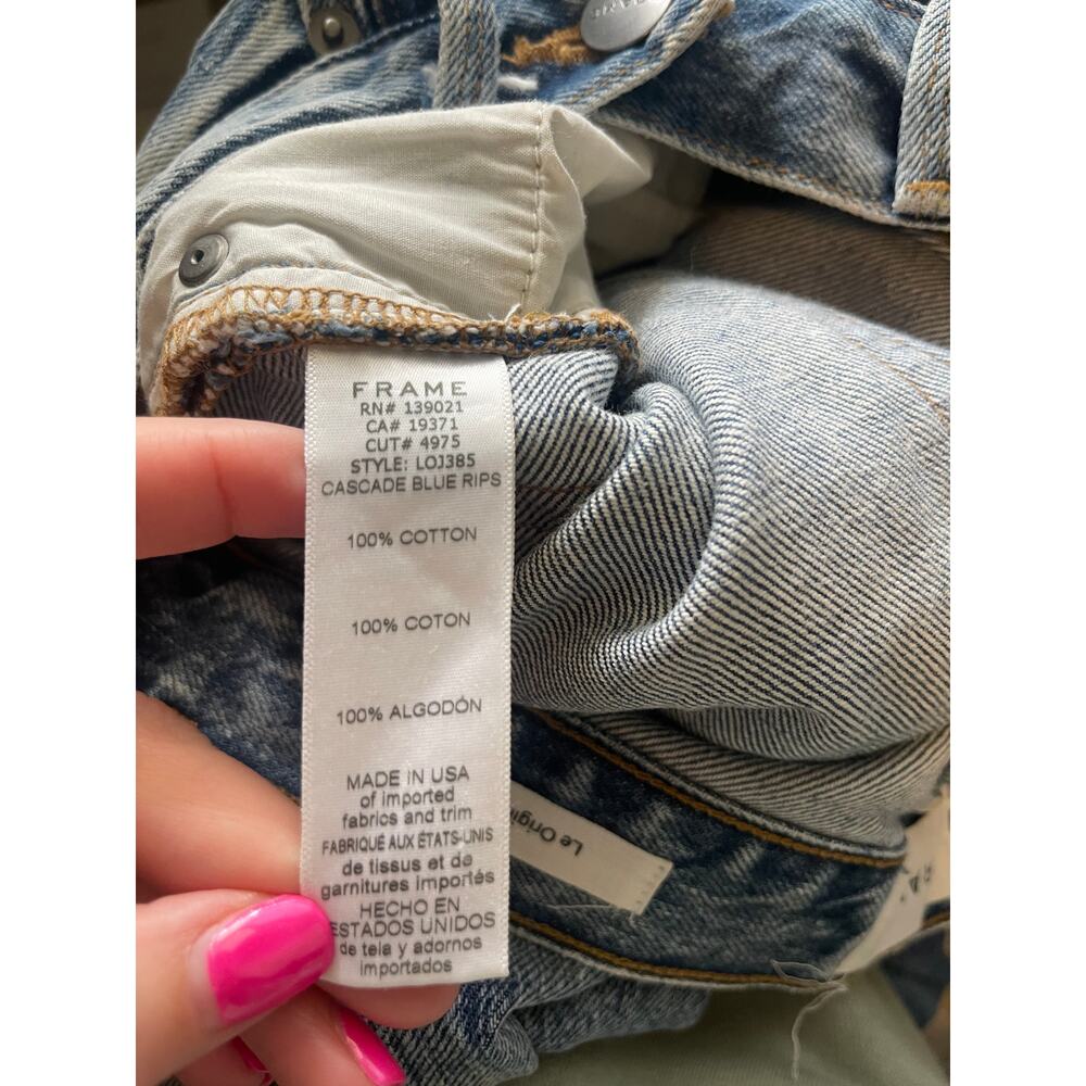 Women's Frame Le Original Distressed High Rise Straight Fit Denim - 24 - Picture 7 of 8